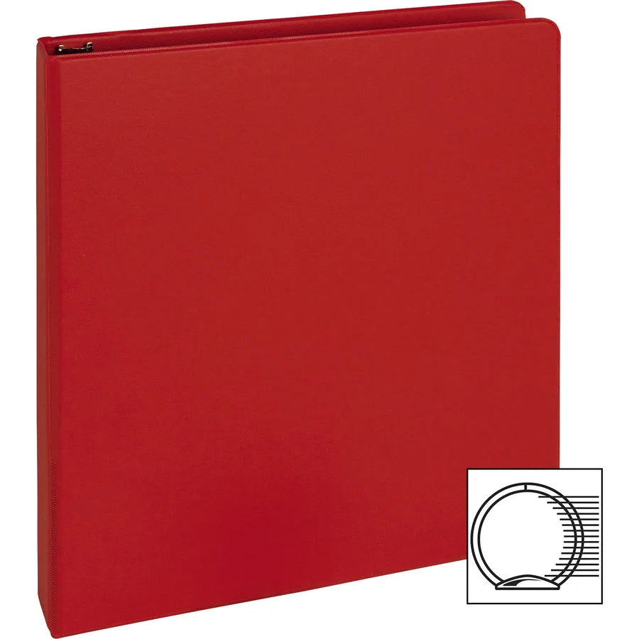 Business Source 1’’ Round Ring Binders - Red 225 Sheet Capacity