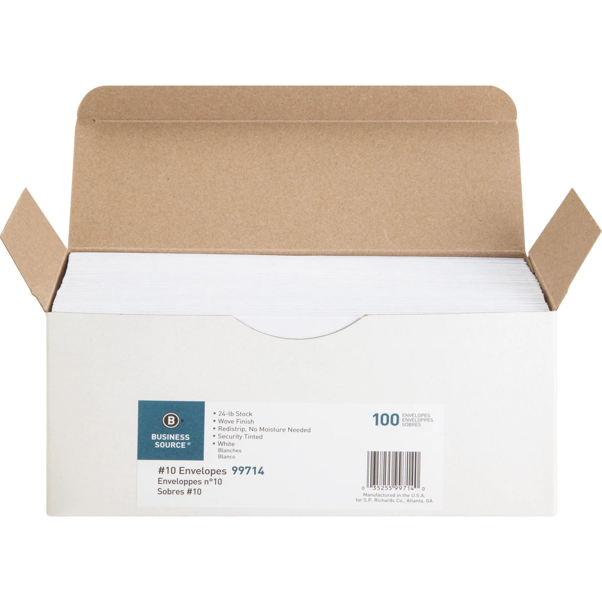 Business Source #10 Peel-to-Seal Security Envelopes - Pack of 100