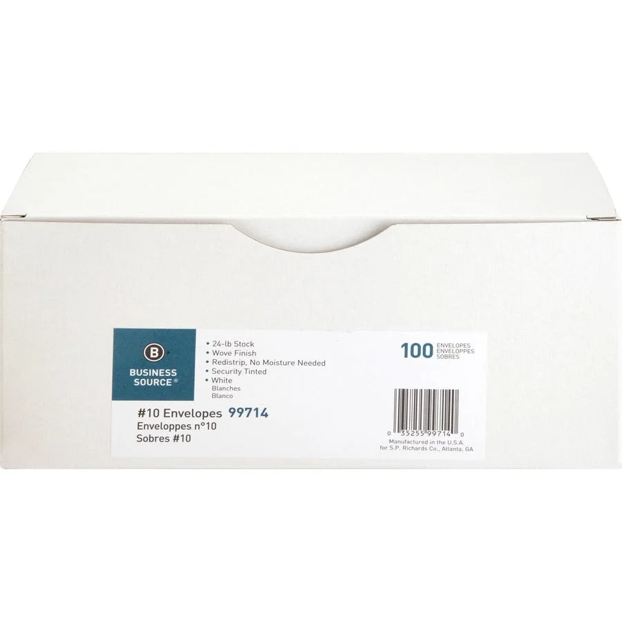 Business Source #10 Peel-to-Seal Security Envelopes - Pack of 100