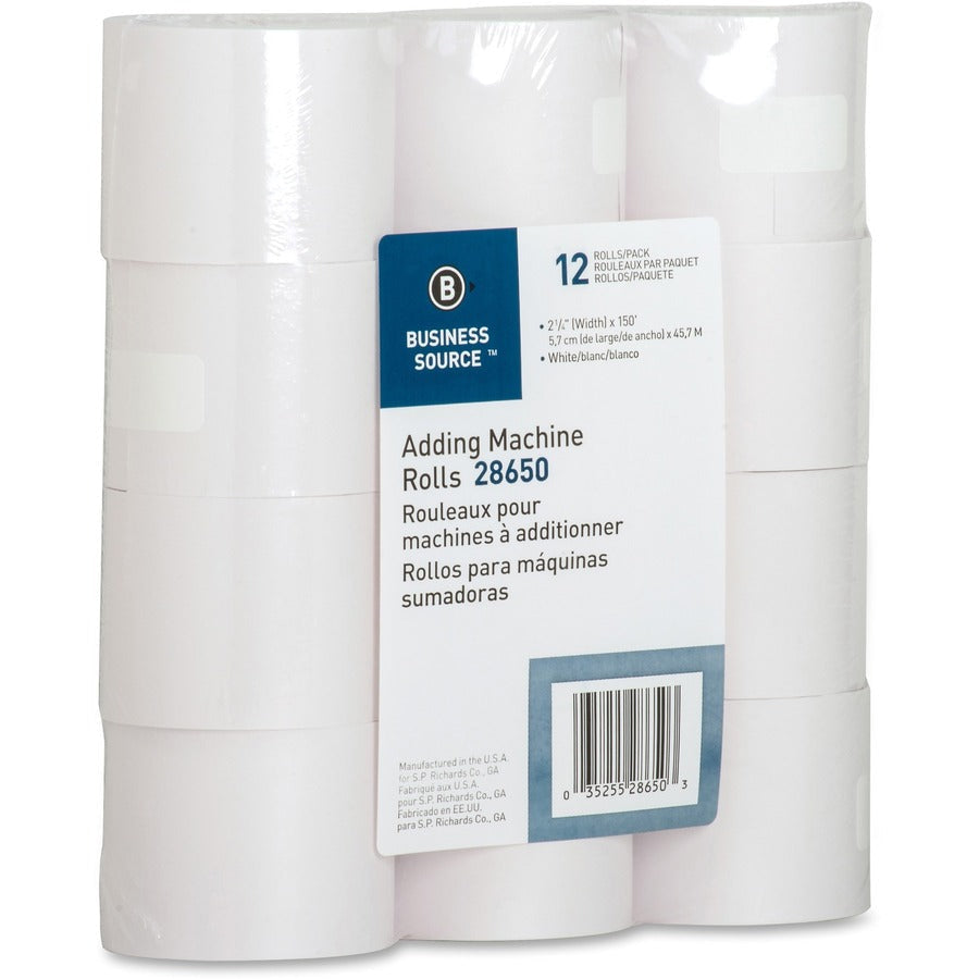 Business Source 150’ Adding Machine Rolls - 2 1/4’’ x 150 ft - Sustainable Forestry Initiative (SFI) - Lint-free