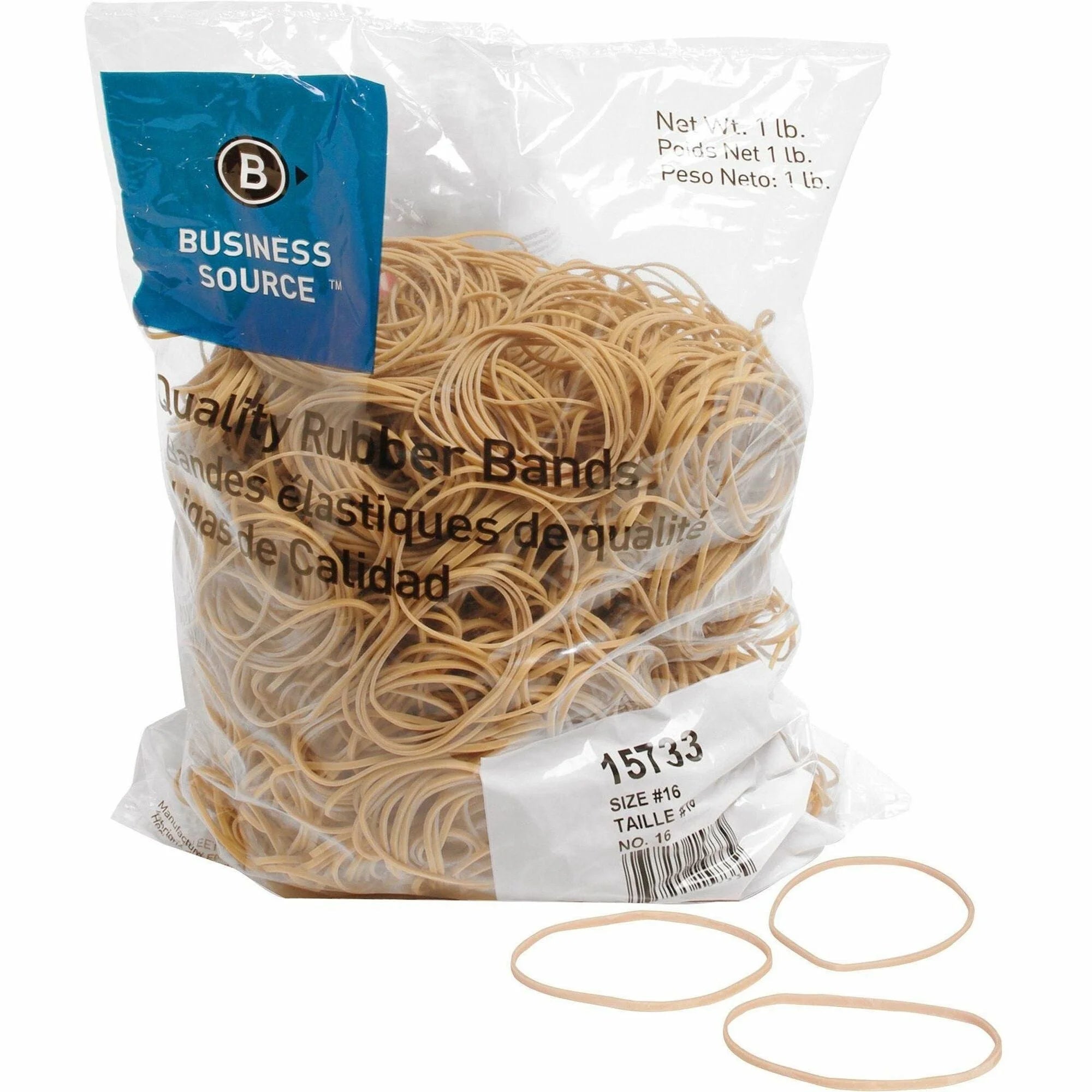 Business Source #16 Rubber Bands - Sustainable Crepe - 2.5’’ x 0.1’’ - 1800/Pack - Plastic/Rubber