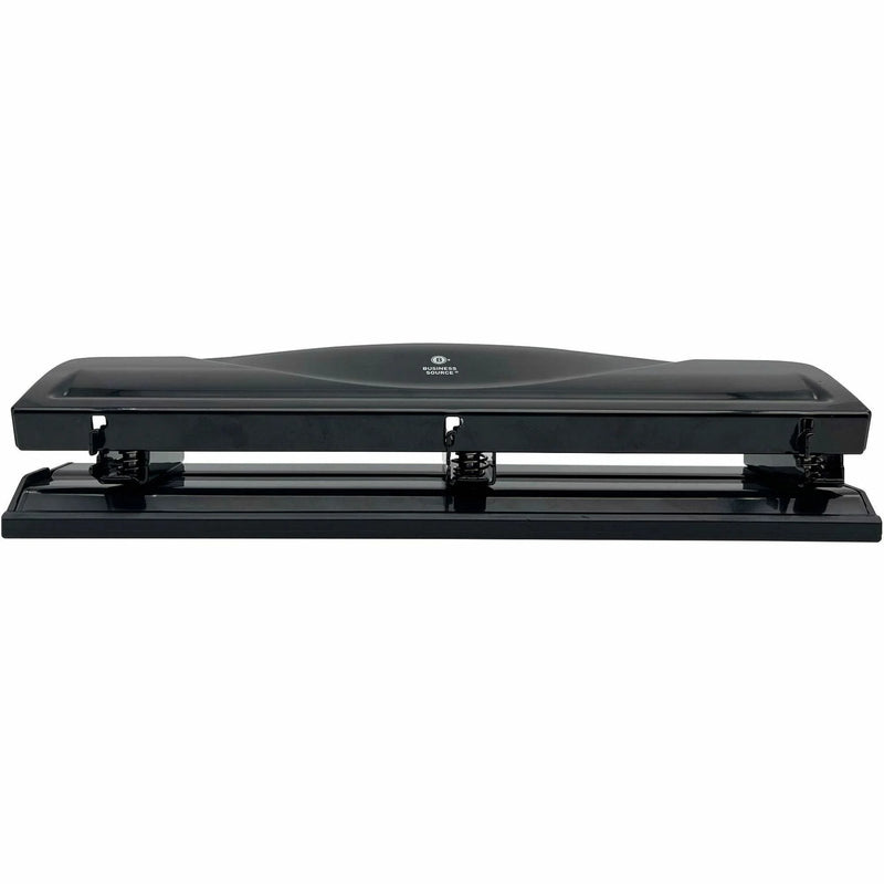 Business Source 3-Hole Punch: 10-Sheet Capacity 1/4’’ Round Punch - Black - Paper Punches