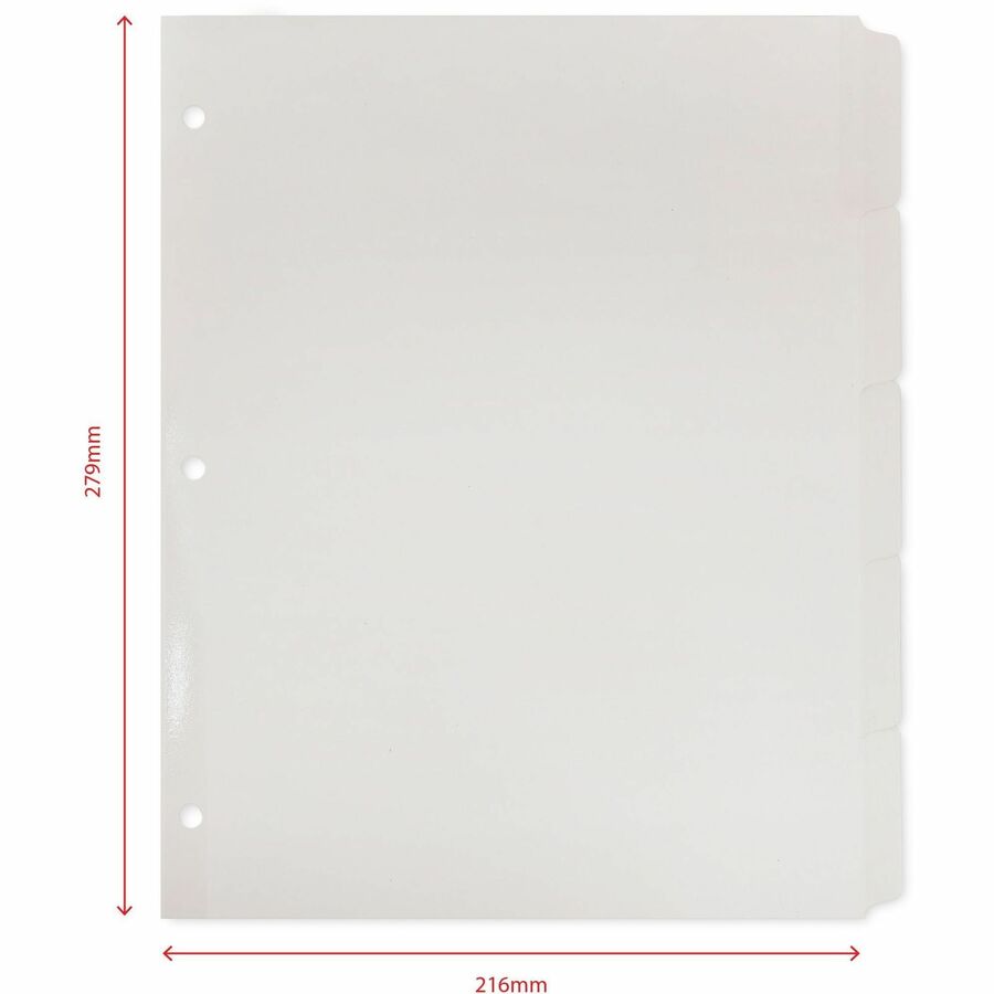 Business Source 3-Ring 5-Tab Erasable Tab Indexes - Top