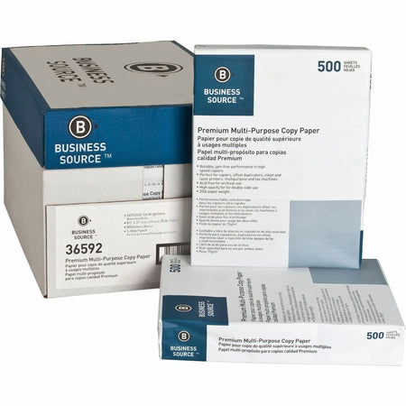 Business Source 3HP Premium Multipurpose Copy Paper 8 1/2’’ x 11’’ White 10 / Carton 92 Brightness 20 lb Basis Weight