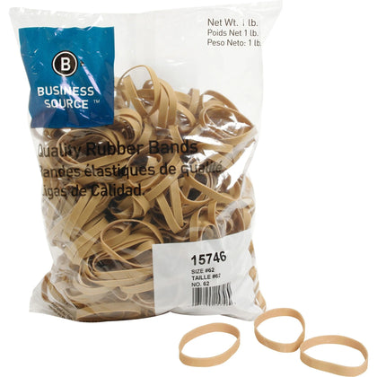 Business Source #62 Rubber Bands: Sustainable Crepe 2.5’’ x 0.3’’ - 450/Pack - Plastic/Rubber Bands