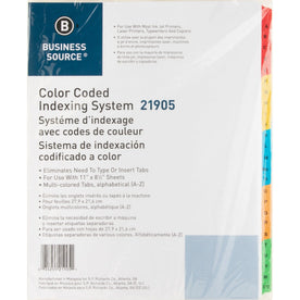Business Source A-Z Printed Tab Dividers - 25/Set - 8.5’’ x 11’’ - White Mylar - Index Divider