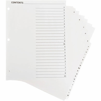 Business Source A-Z Printed Tab Dividers - 25/Set - 8.5’’ x 11’’ - White Mylar Tabs - Index Divider