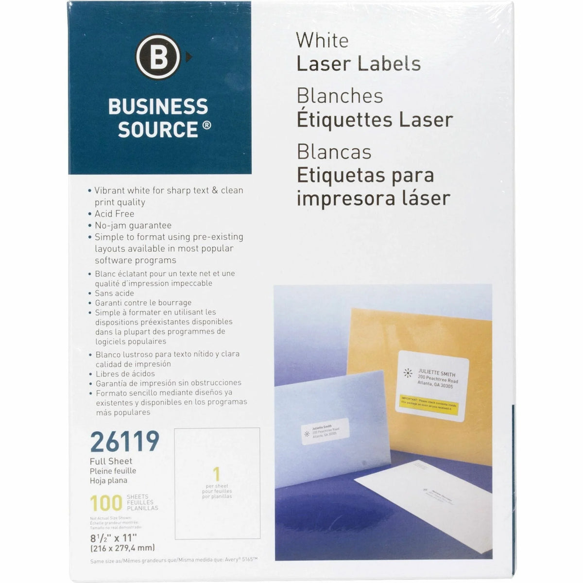 Business Source Address Labels: White Permanent Adhesive - 100 Sheets - Shipping Labels