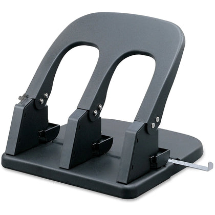 Business Source Adjustable Three-hole Punch - Heavy-duty Metal Puncher for 100 Sheets - Paper Punches
