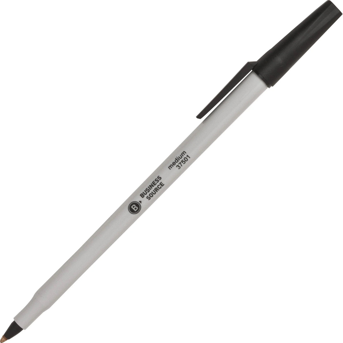 Business Source Ballpoint Stick Pens: Medium Point Black Ink Light Gray Barrel - Pens