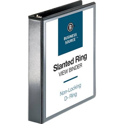 Business Source Basic D-Ring View Binder - 1.5’’ Capacity - Letter Size - Black Polypropylene - Presentation / Binders
