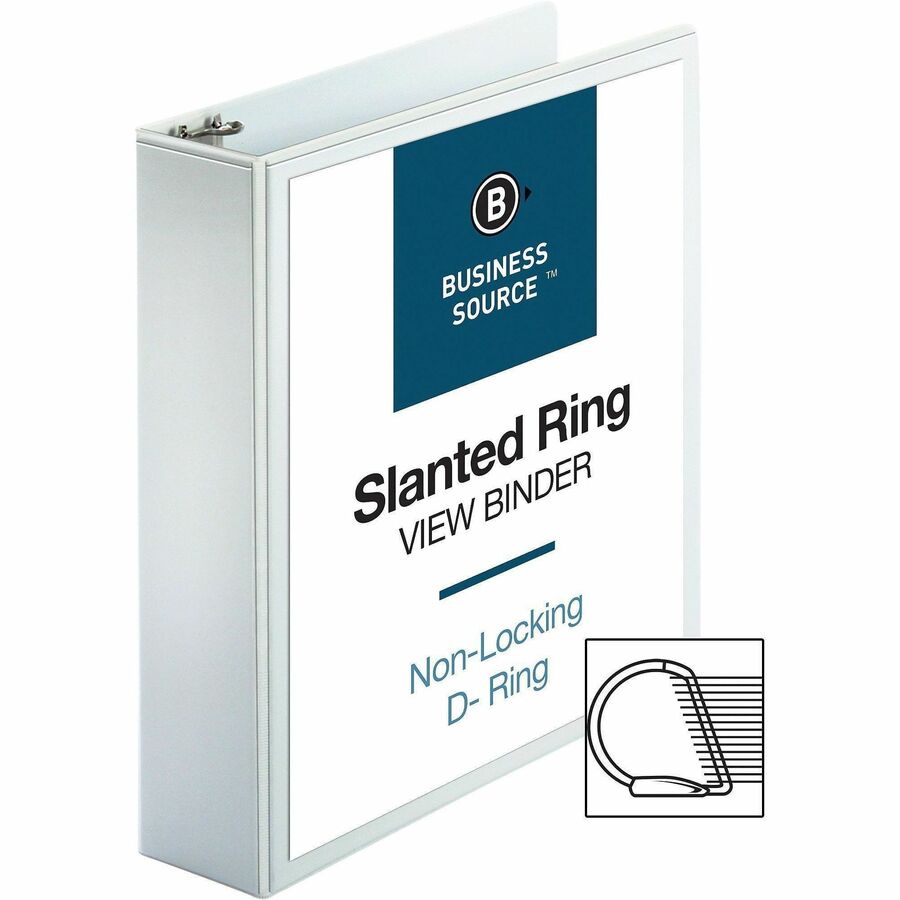 Business Source Basic D-Ring White View Binders - Alternate-Image2