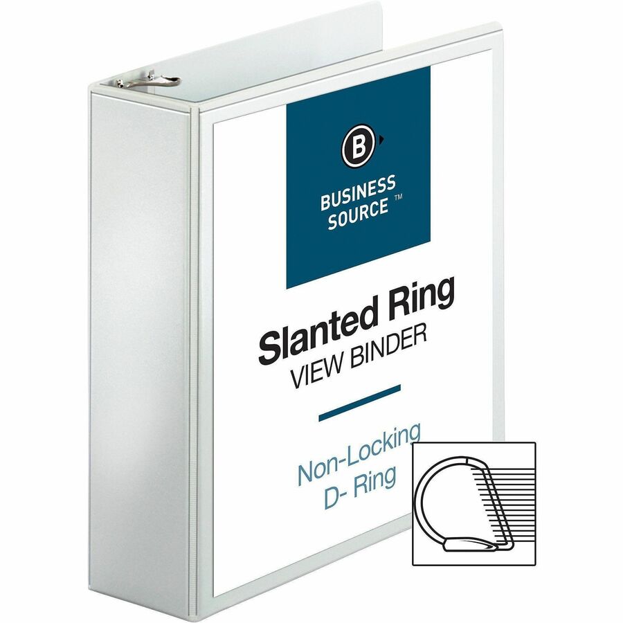 Business Source Basic D-Ring White View Binders - Alternate-Image2