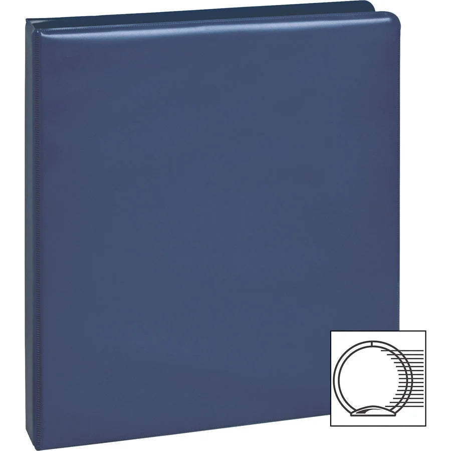 Business Source Basic Round Ring Binder - 1/2’’ Capacity Letter Size Dark Blue Vinyl - Binders