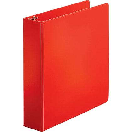Business Source Basic Round Ring Binder - 2’’ Capacity Red Vinyl - Letter Size - 1.52 lb - Binders