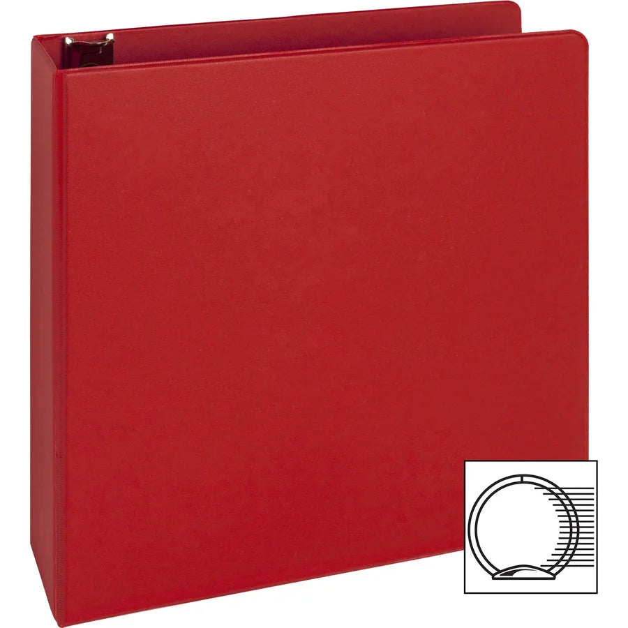 Business Source Basic Round Ring Binder - 2’’ Capacity Red Vinyl - Letter Size - 1.52 lb - Binders