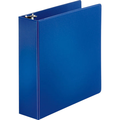 Business Source Basic Round Ring Binder - 3’’ Capacity Dark Blue Vinyl - Letter Size - 1 Each - Binders