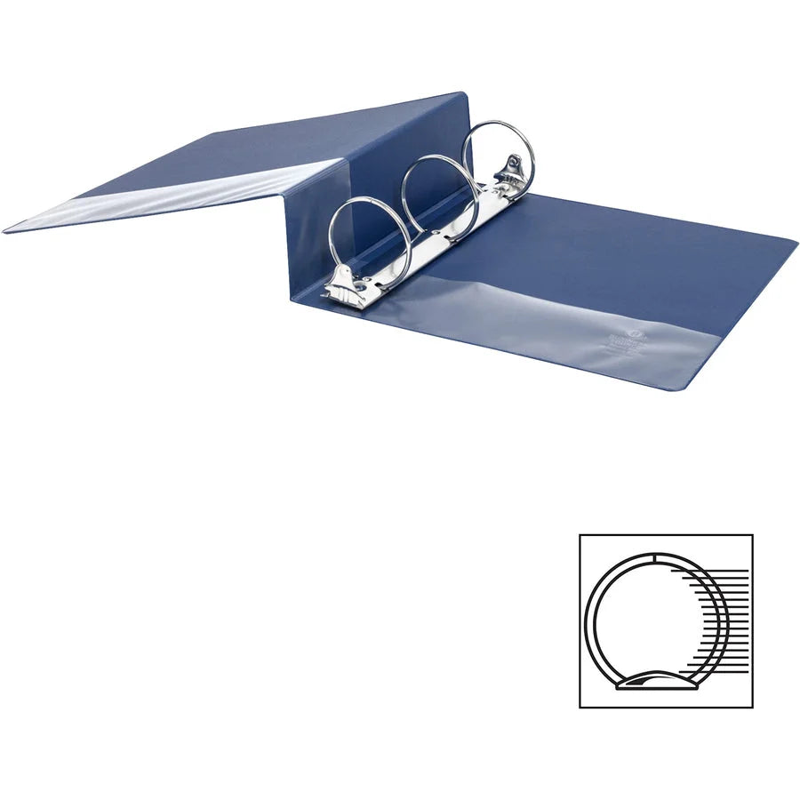 Business Source Basic Round Ring Binder - 3’’ Capacity Dark Blue Vinyl - Letter Size - 1 Each - Binders
