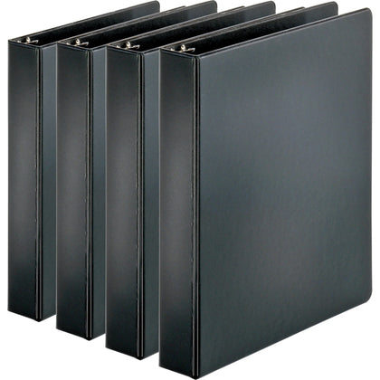 Business Source Basic Round Ring Binders - 1 1/2’’ Capacity - Letter Size - Black Sturdy - 4 Pack