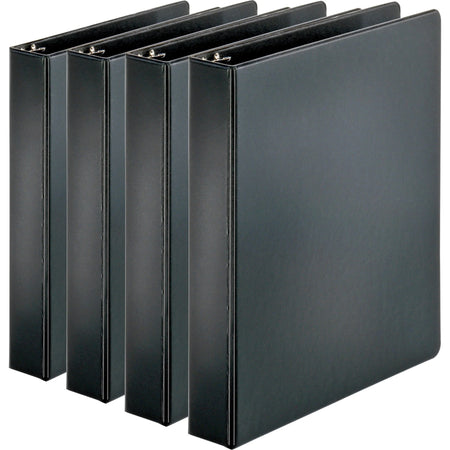 Business Source Basic Round Ring Binders - 1 1/2’’ Capacity - Letter Size - Black Sturdy - 4 Pack