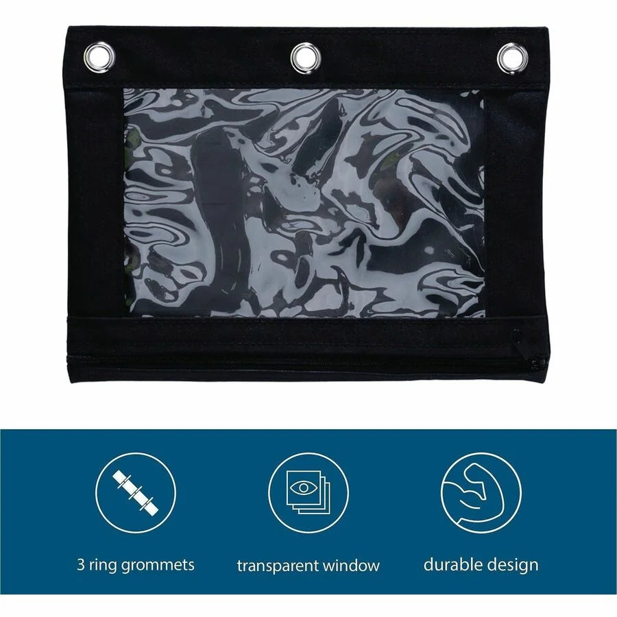 Business Source Binder Pencil Pouch - 10’’ x 7.4’’ - Black - Storage Pouches