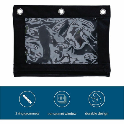 Business Source Binder Pencil Pouch - 10’’ x 7.4’’ - Black - Storage Pouches