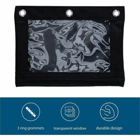 Business Source Binder Pencil Pouch - 10’’ x 7.4’’ - Black - Storage Pouches
