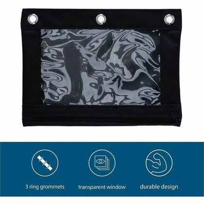 Business Source Binder Pencil Pouch - 10’’ x 7.4’’ - Black - Storage Pouches