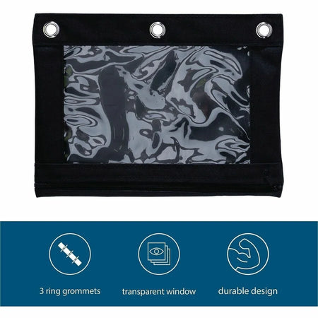 Business Source Binder Pencil Pouch - 10’’ x 7.4’’ - Black - Storage Pouches