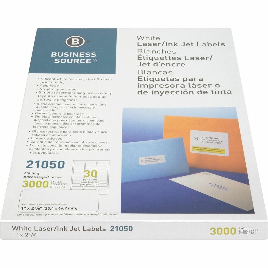 Business Source Bright White Premium-quality Address Labels - Top