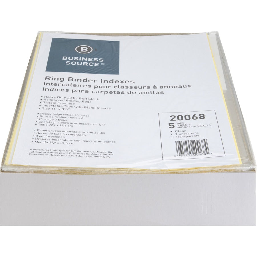 Business Source Buff Stock Ring Binder Indexes - Top