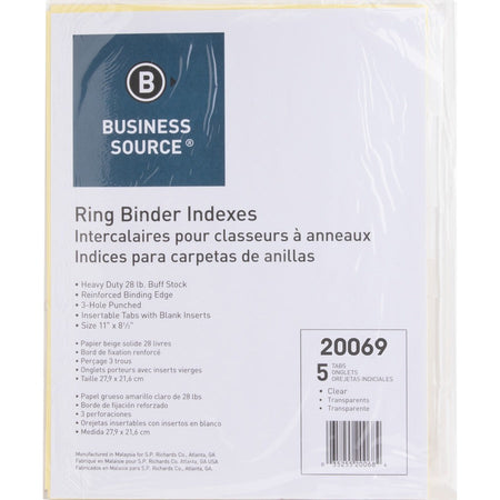 Business Source Buff Stock Ring Binder Indexes - Top