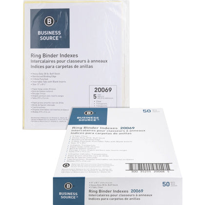 Business Source Buff Stock Ring Binder Indexes - Organize Your Documents Efficiently - Index Divider