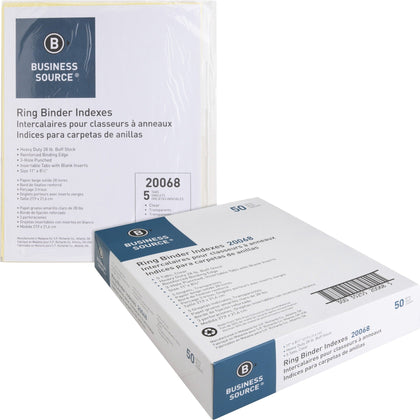Business Source Buff Stock Ring Binder Indexes - Organize Your Documents Efficiently - Index Divider