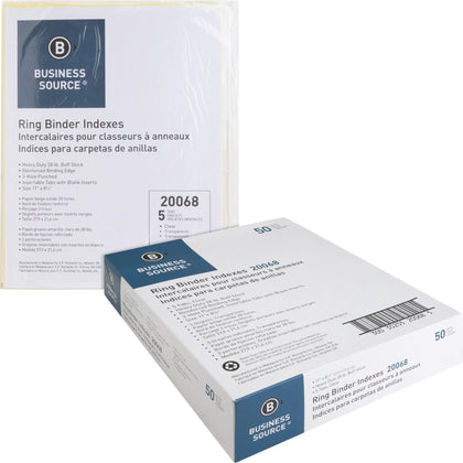 Business Source Buff Stock Ring Binder Indexes - Organize Your Documents Efficiently - Index Divider