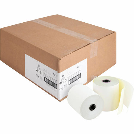 Business Source Carbonless Cash Register Rolls - 3’’ x 90 ft - SFI Certified - White - 50 / Carton - Thermal Receipts