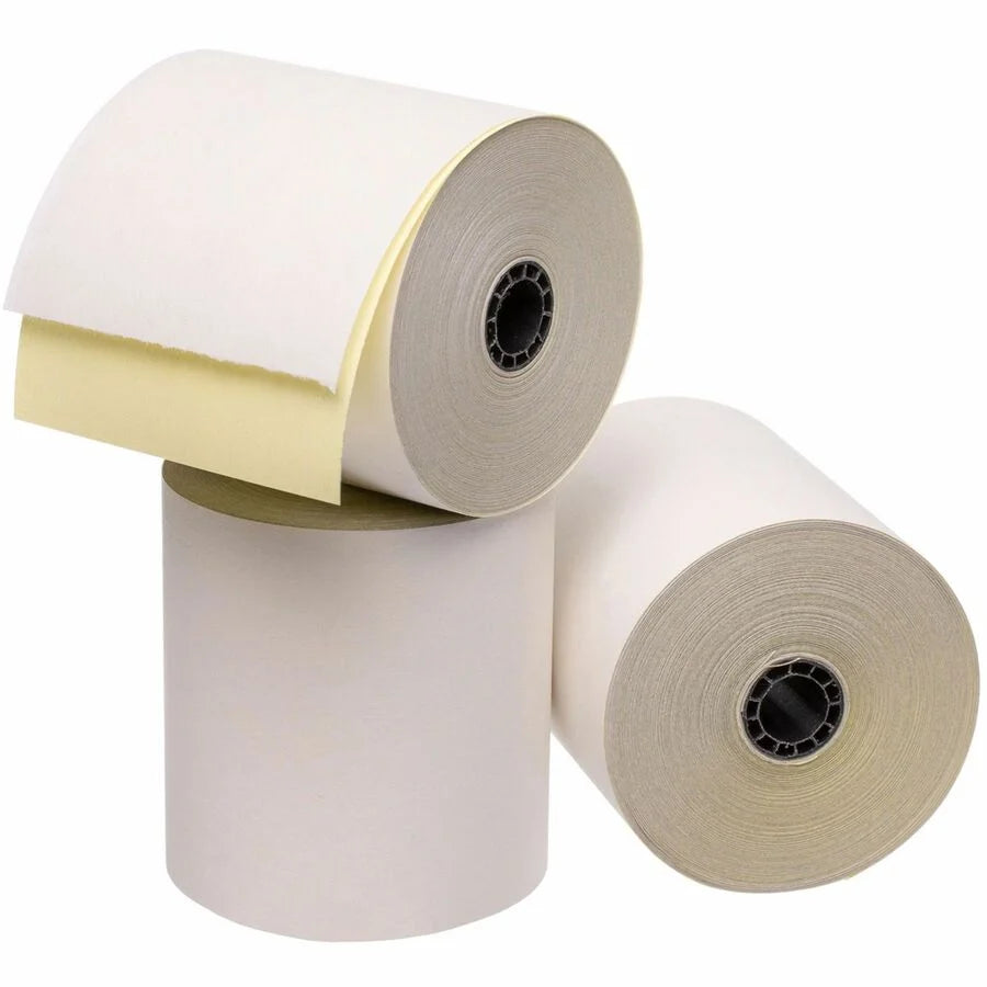 Business Source Carbonless Cash Register Rolls - 3’’ x 90 ft - SFI Certified - White - 50 / Carton - Thermal Receipts