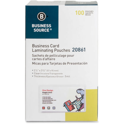 Business Source Card Laminating Pouches - 2.25’’ x 3.75’’ - 5 mil - 100/Box - Supplies