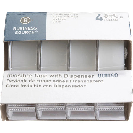 Business Source Clear Tape: 25 ft x 0.75’’ - Handheld Dispenser - 4 Pack - Packing Tape & Dispensers