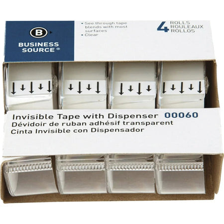 Business Source Clear Tape: 25 ft x 0.75’’ - Handheld Dispenser - 4 Pack - Packing Tape & Dispensers