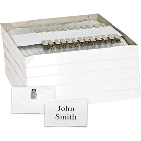 Business Source Clip Holder Badge Kit: Clear 50/Box 5 Bundles - ID Badges & Supplies