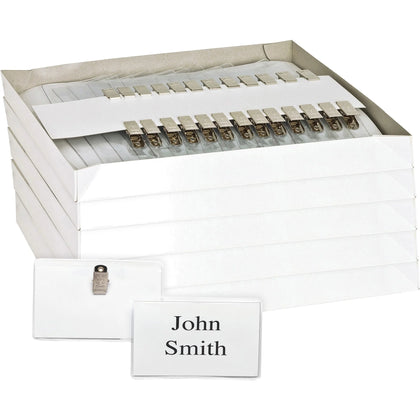 Business Source Clip Holder Badge Kit: Clear 50/Box 5 Bundles - ID Badges & Supplies