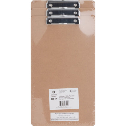Business Source Clipboard: Legal-size Hardboard 8 1/2’’ x 14’’ Brown 3-Pack - Clipboards