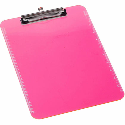 Business Source Clipboard: Neon Pink Plastic 9’’ x 12’’ - 1 Each - Clipboards