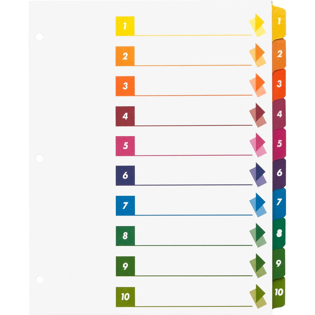 Business Source Color-coded Index Dividers - 10 Tabs - Multicolor Mylar - 24/Box - Divider