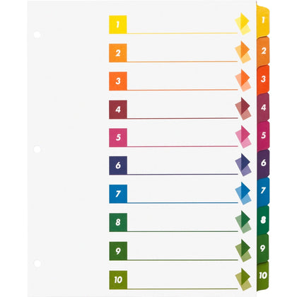 Business Source Color-coded Index Dividers - 10 Tabs - Multicolor Mylar - 24/Box - Divider
