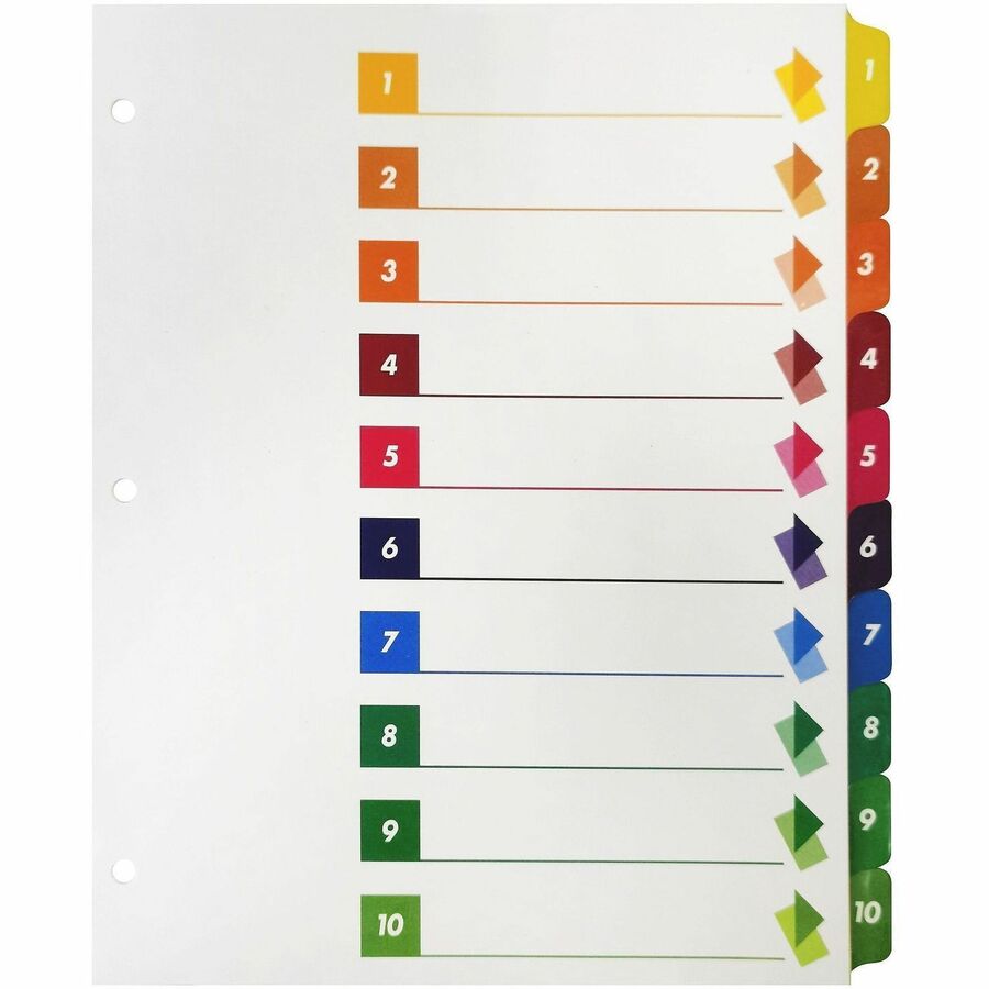 Business Source Color-coded Table of Contents/Tabs Index Dividers - Front