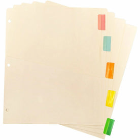 Business Source Color Tab Pocket Binder Dividers - Organize Your Documents with 5 Blank Tabs - Index Divider
