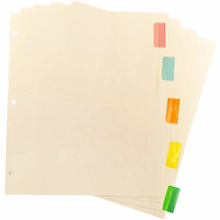 Business Source Color Tab Pocket Binder Dividers - Organize Your Documents with 5 Blank Tabs - Index Divider