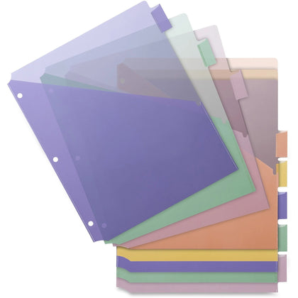 Business Source Double Pocket Index Dividers: 8-Tab Plastic Dividers Multicolor 8/Set - Divider
